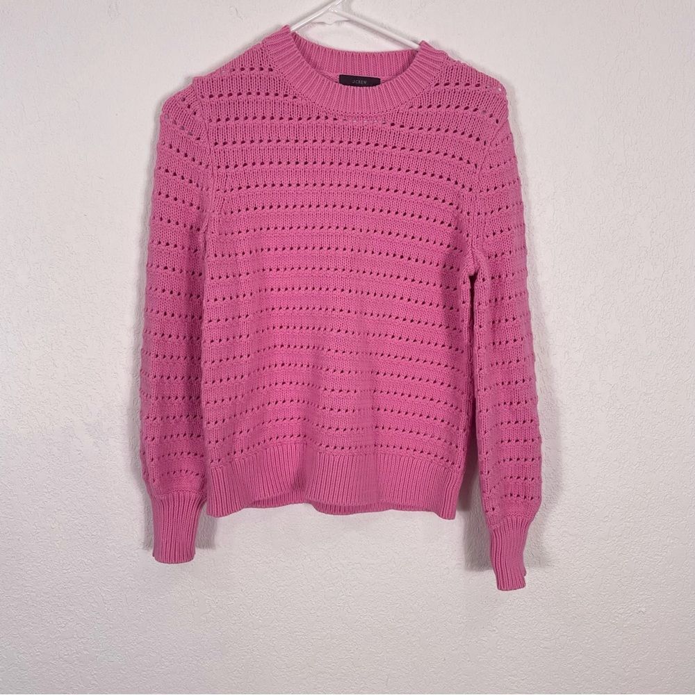 J. Crew Bubblegum Pink Cutout Hole Patterned‎ Pullover Sweater Small